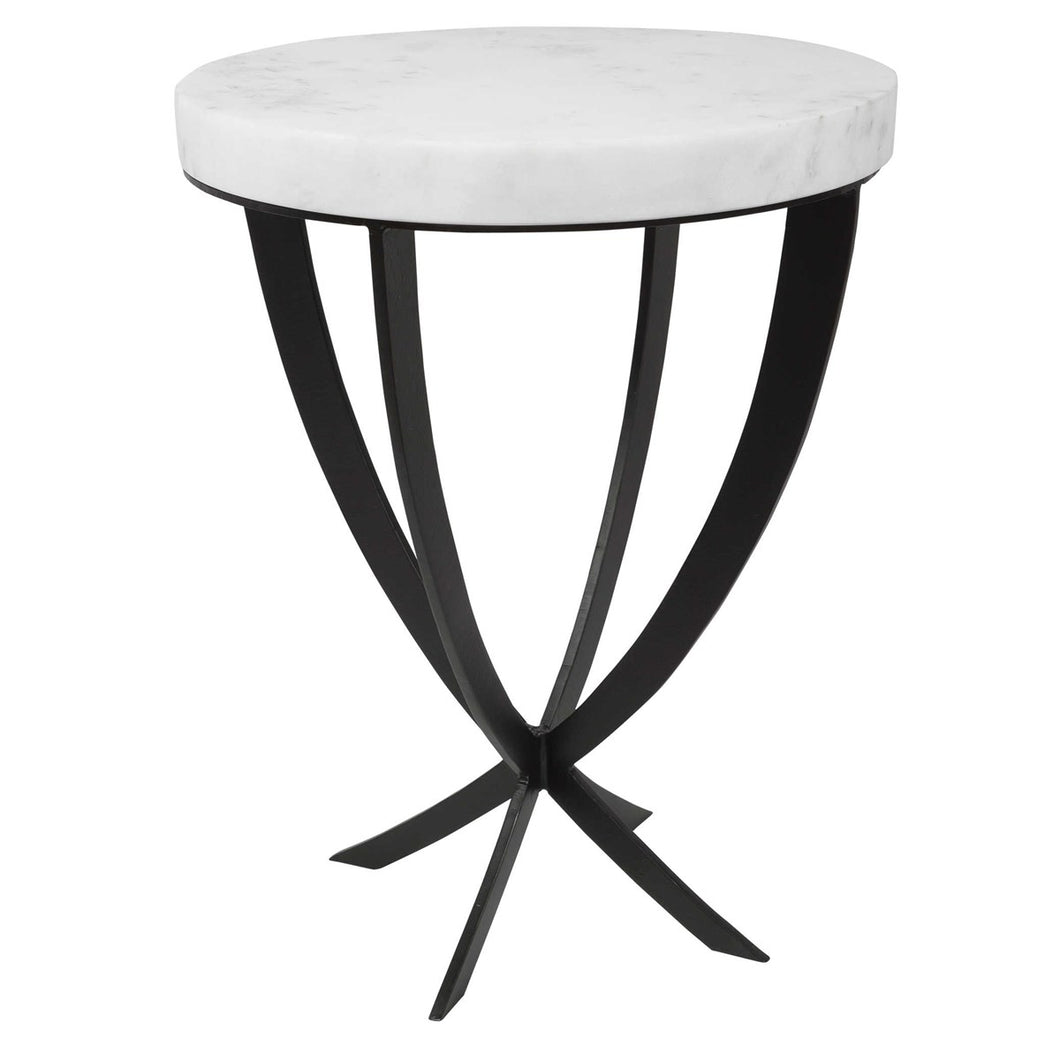 Marble & Forged Metal Accent Table