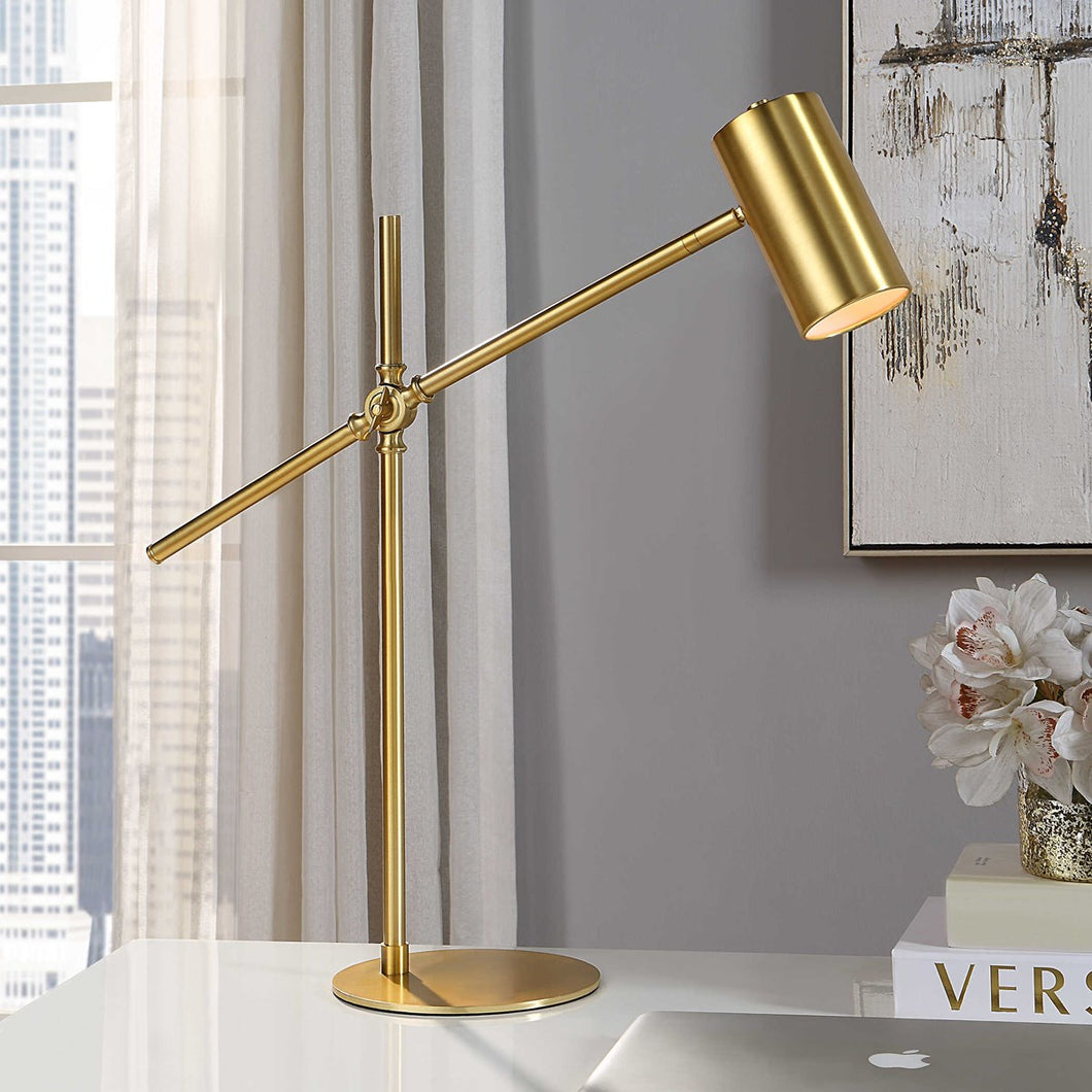 Slender Brushed Gold Desk Lamp